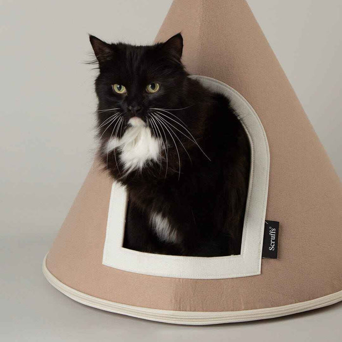 Sixth view of the Scruffs Stockholm cone cat bed in soft durable felt