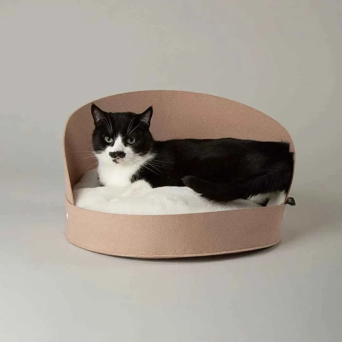 Scruffs Stockholm round cat bed seen from above, showing the removable inner cushion