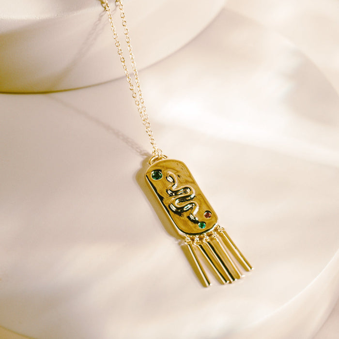 Serpent Fringe Pendant Necklace