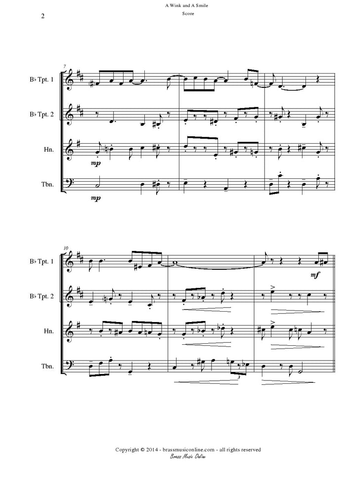 Shaiman-McLean - A Wink and A Smile - Brass Quartet