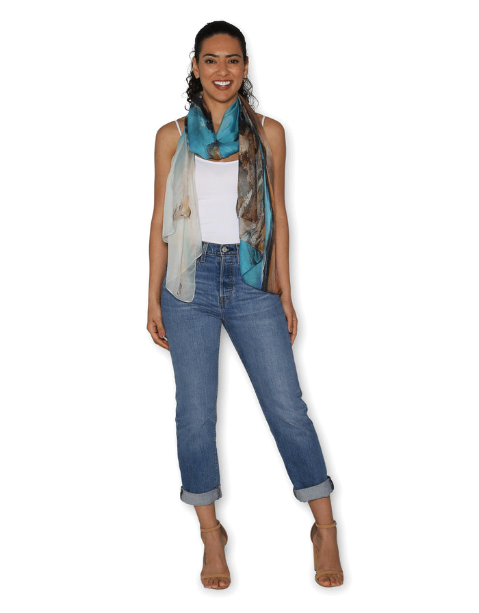 SILK Greens Pool Scarf 200x70
