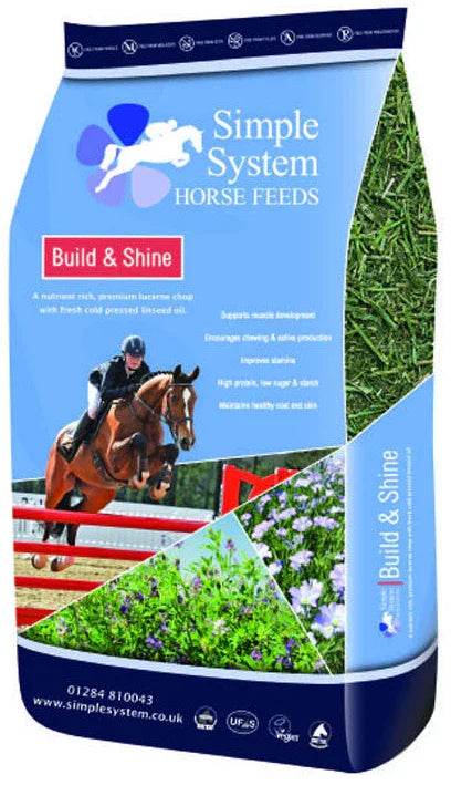 Simple System Build & Shine lucerne chop with cold-pressed linseed oil, 18kg feed bag