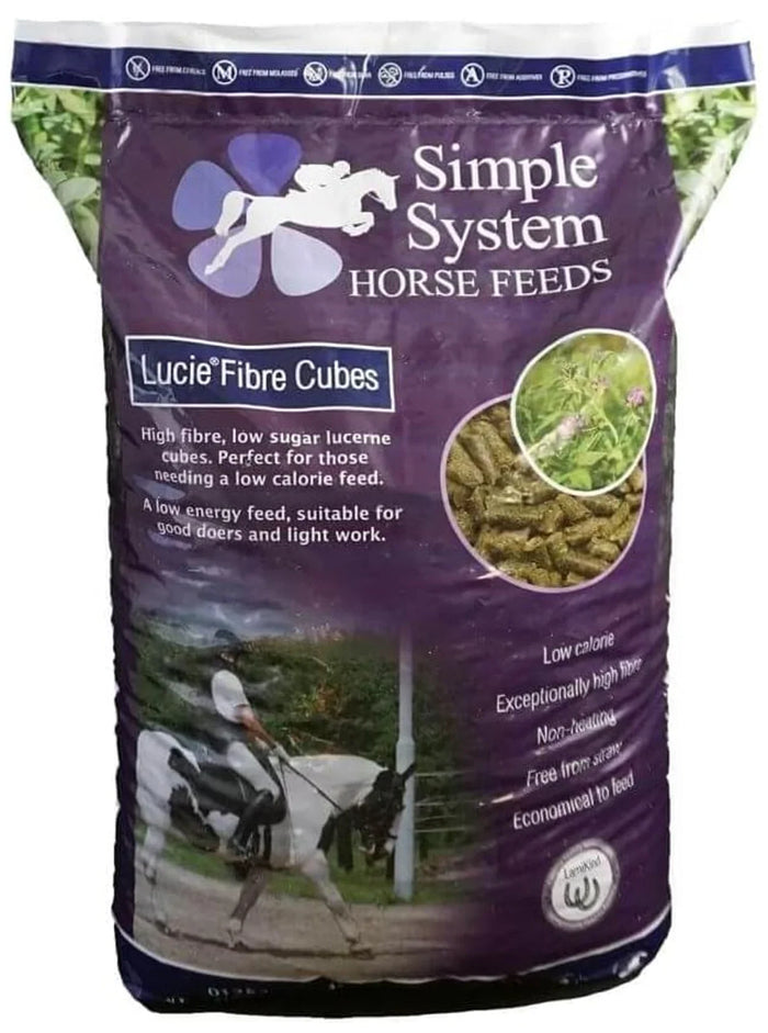 Simple System Lucie Fibre Cubes 20kg sack of 6mm high-fibre low-sugar lucerne cubes