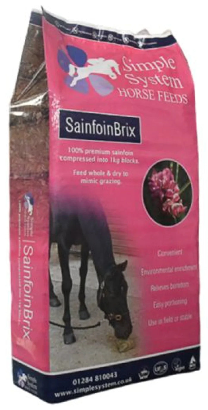 Simple System Sainfoin Brix 20kg sack of compressed 1kg pure sainfoin forage blocks