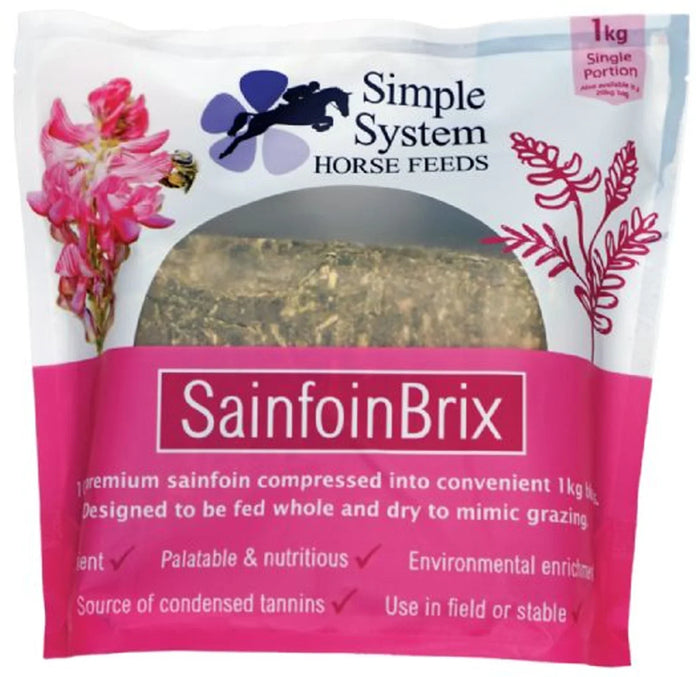 Simple System SainfoinBrix single 1kg compressed pure sainfoin forage block