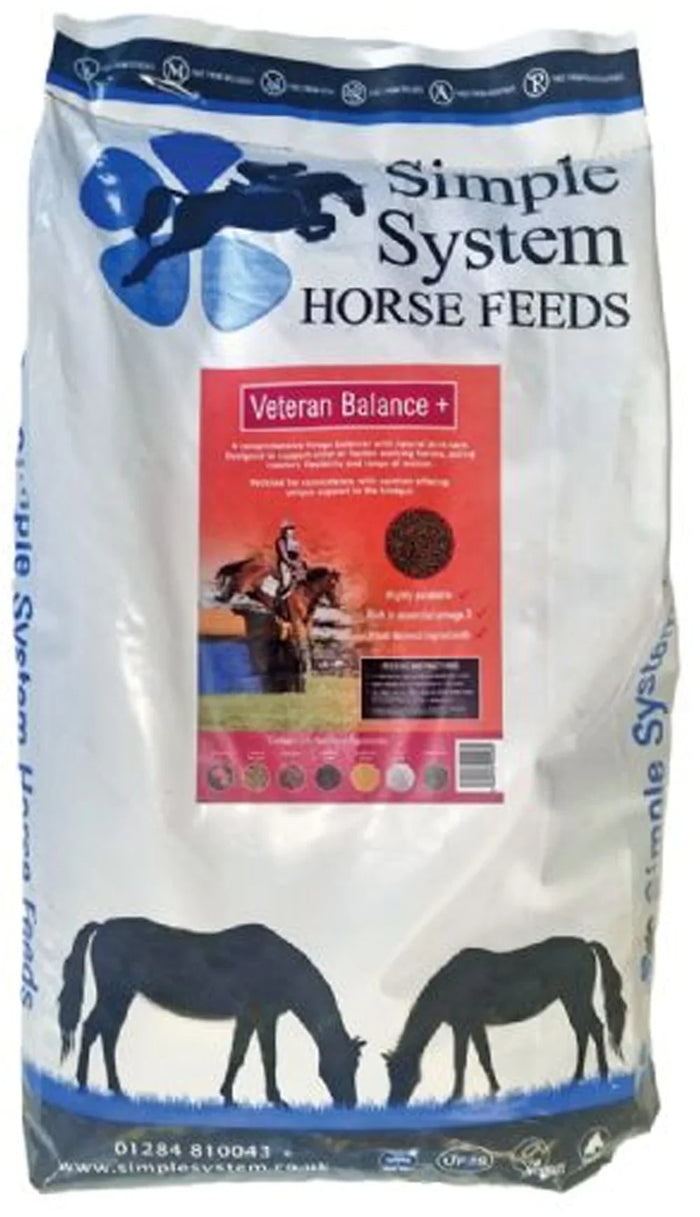 Simple System Veteran Balance+ 15kg sack of sainfoin and linseed forage balancer for horses