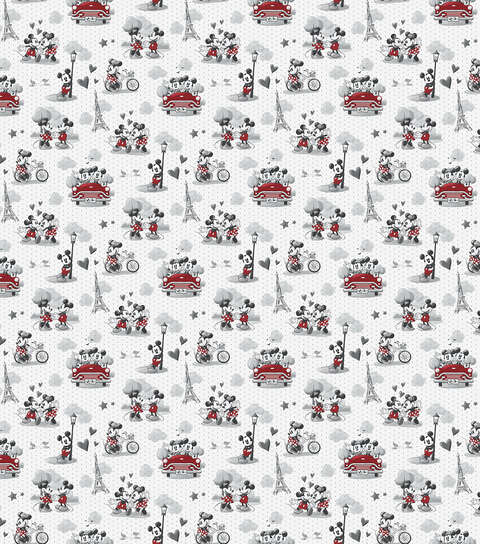 Mickey & Minnie Mouse Vintage Romance Cotton Fabric