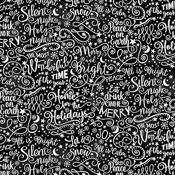 Single Layer Cotton Blanket - Silent Night Holy Night C8465 Black Words Cotton