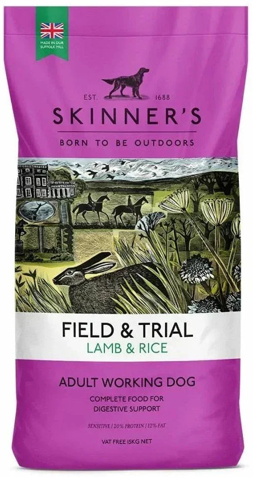 Skinner's Field & Trial Lamb & Rice complete dry adult dog food, 15kg bag