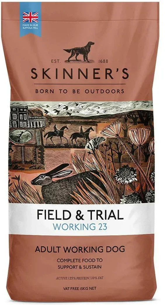 Skinner's Field and Trial Working 23 complete dry dog food, 15kg sack for working and active dogs
