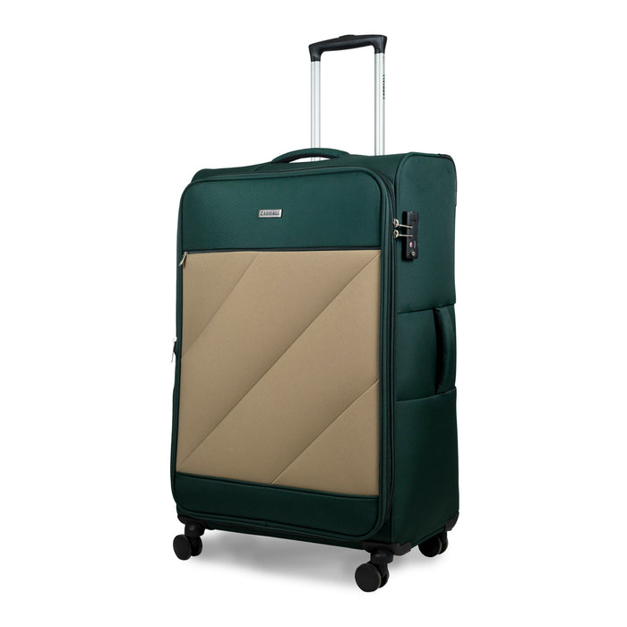 SLASH Luggage Set of 2, green travel packing bags with spacious storage layout by Carriall