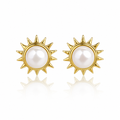 Solar Pearl Stud Earrings