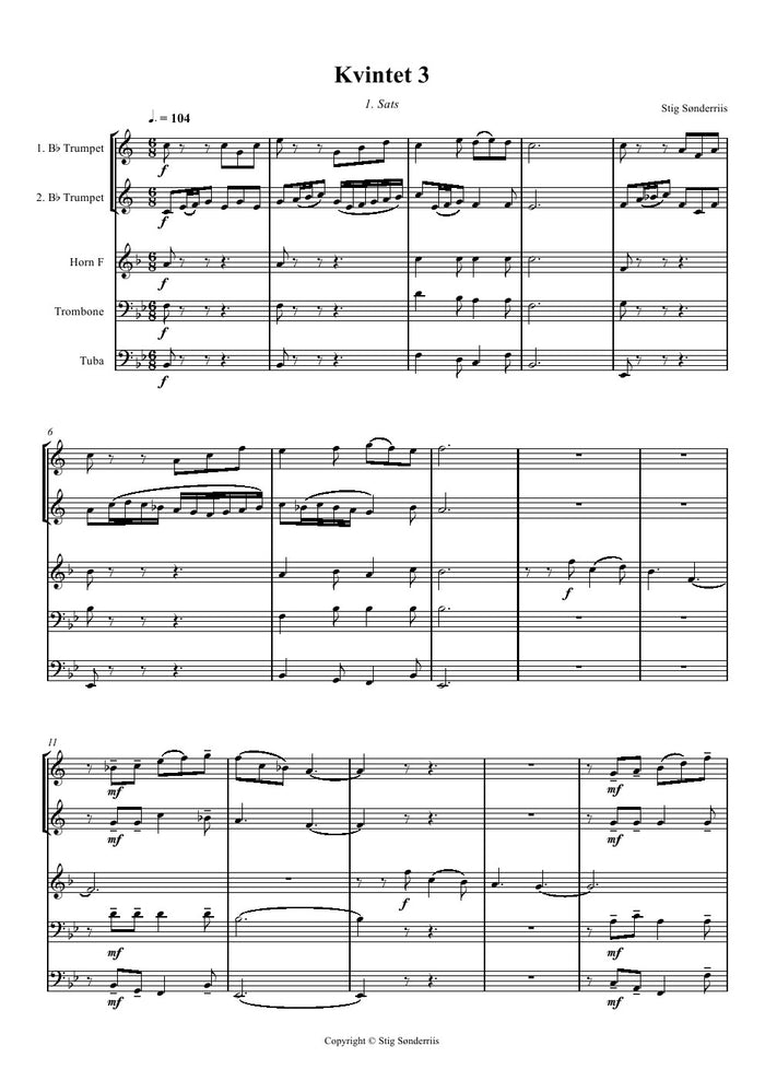 Sønderriis - Quintet 3 - Brass Quintet