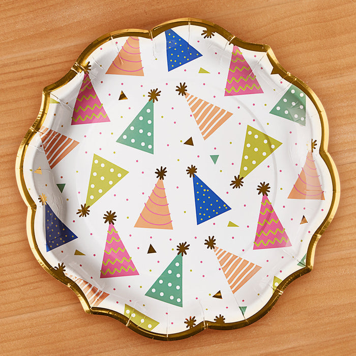Sophistiplate Wavy Paper Plates, Birthday Party Hats