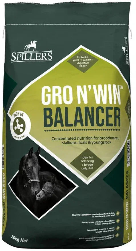 Spillers Gro 'n' Win Stud Balancer 20kg bag, 32% protein pelleted balancer for broodmares foals and youngstock