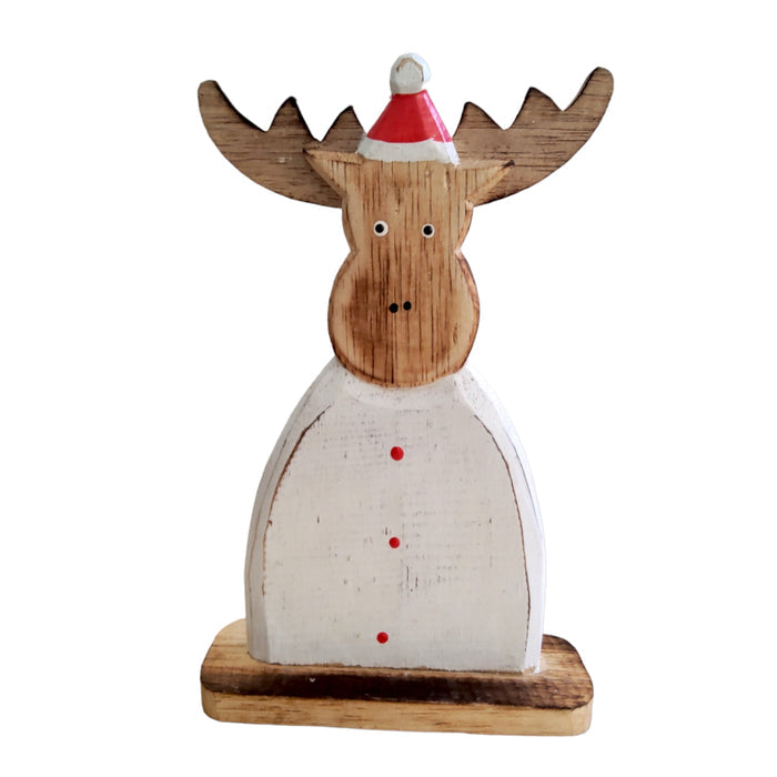Standing Wood Reindeer w hat