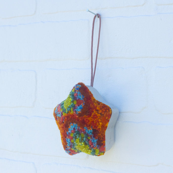 Star Puff Ornament | Green +Orange
