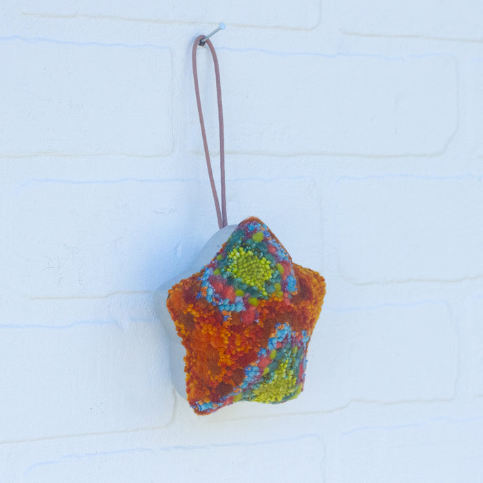 Star Puff Ornament | Green +Orange