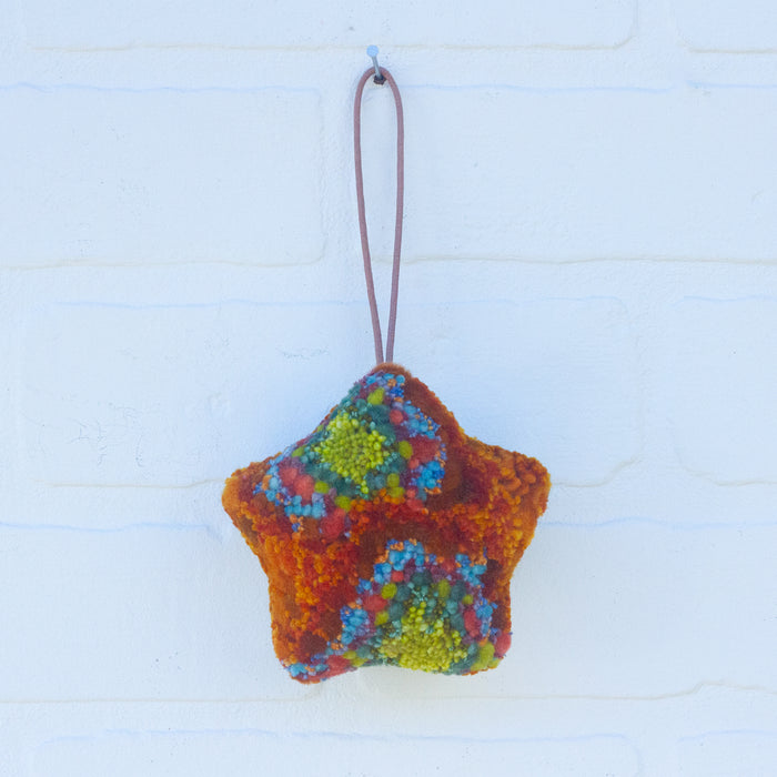 Star Puff Ornament | Green +Orange