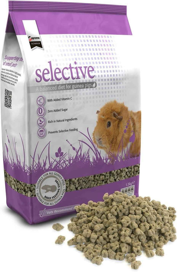 Supreme Science Selective guinea pig food, a 1.5kg bag of single-component nuggets