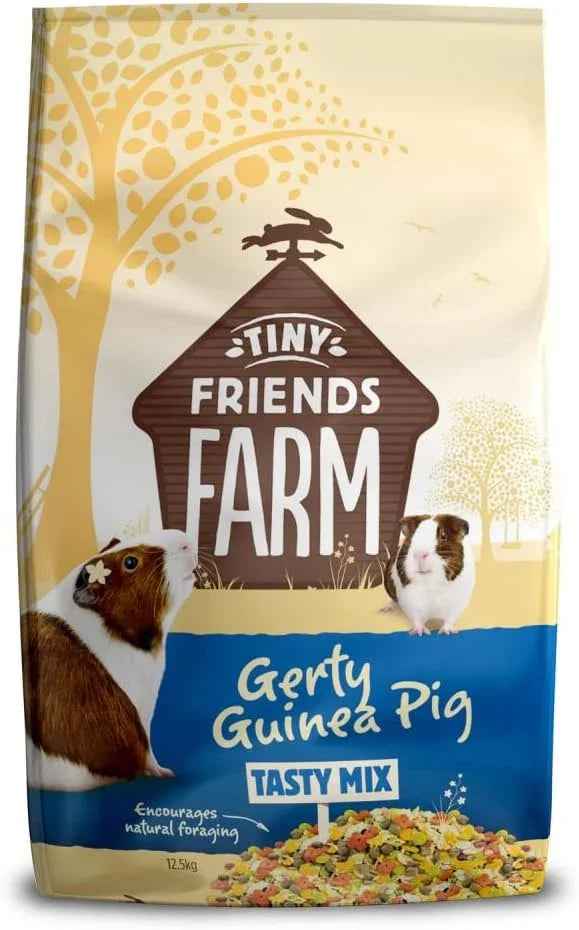 Supreme Tiny Friends Farm Gerty Guinea Pig Tasty Mix 12.5kg sack, front of pack with the Gerty character