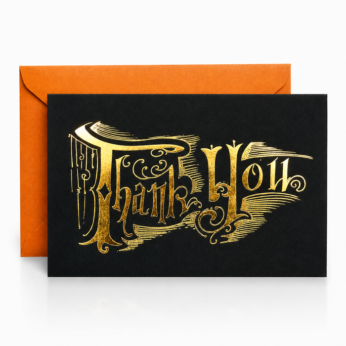 Thank You Black and Gold Foil Card