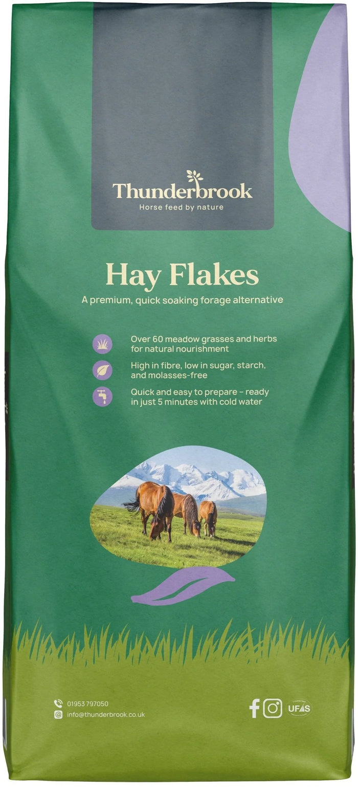 Thunderbrook Hay Flakes 20kg quick-soaking pre-alpine meadow grass forage for horses