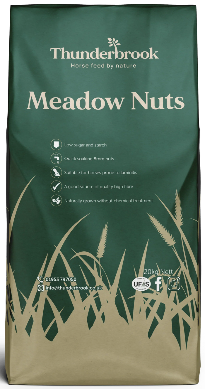 Thunderbrook Meadow Nuts 20kg sack of 8mm dried meadow grass nuts for horses