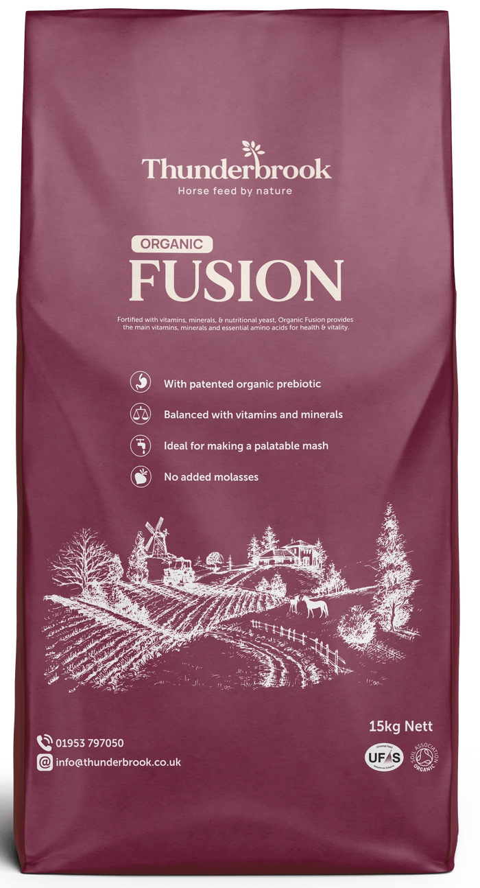 Thunderbrook Organic Fusion 15kg sack of certified organic alpine fibre feed for horses
