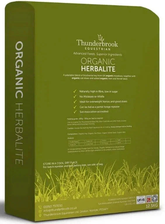 Thunderbrook HerbaLite 12.5kg bag of chopped meadow hay and oat straw with mint and fennel