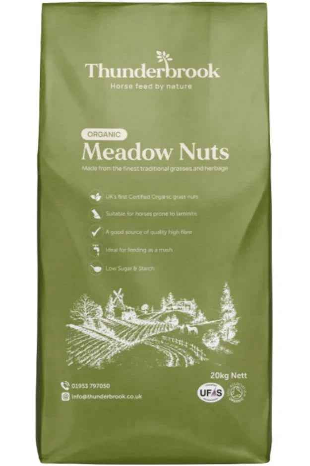 Thunderbrook Organic Meadow Nuts 20kg sack of 10mm organic dried meadow grass nuts