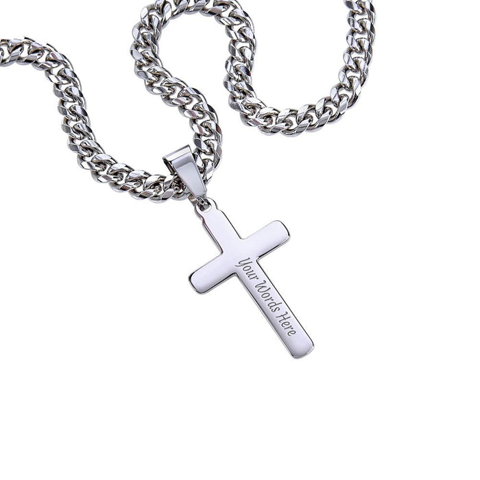 To My Son-Laugh Love Live-Dream Believe-Cuban Chain with Artisan Cross Necklace❤️