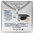 To My Wonderful-Bonus-Son-Future is Bright- Cuban Link Chain Cross