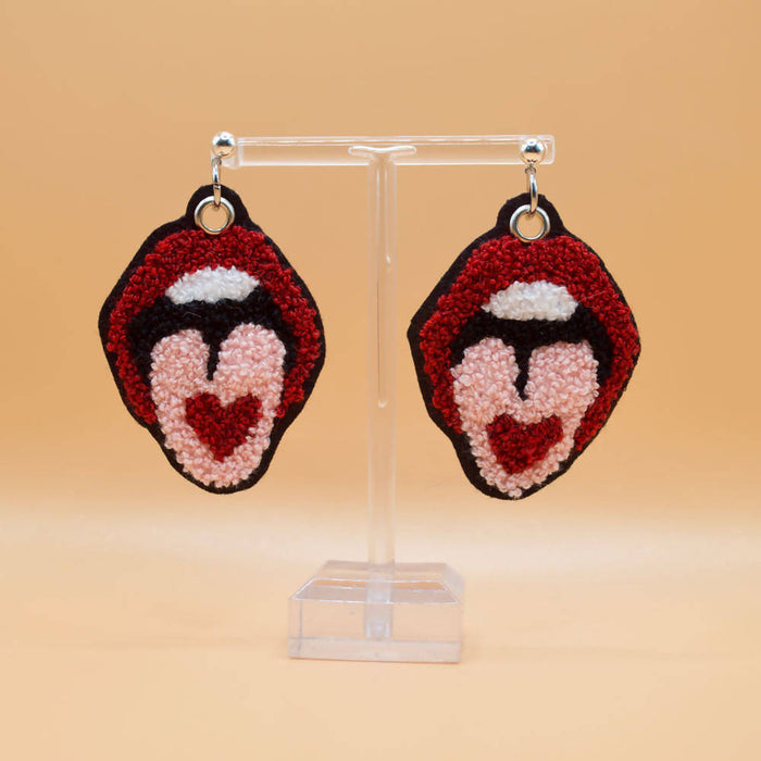 Tongue Embroidered Earrings