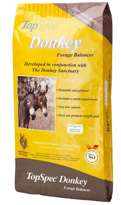 TopSpec Donkey Forage Balancer 20kg bag of balancer formulated for donkeys and mules