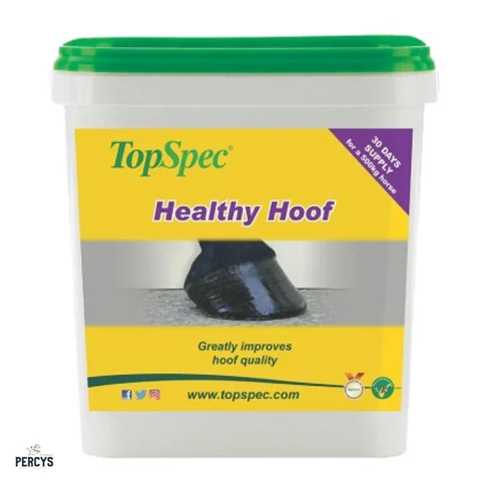TopSpec Healthy Hoof 3kg tub of biotin hoof supplement for horses, front of pack