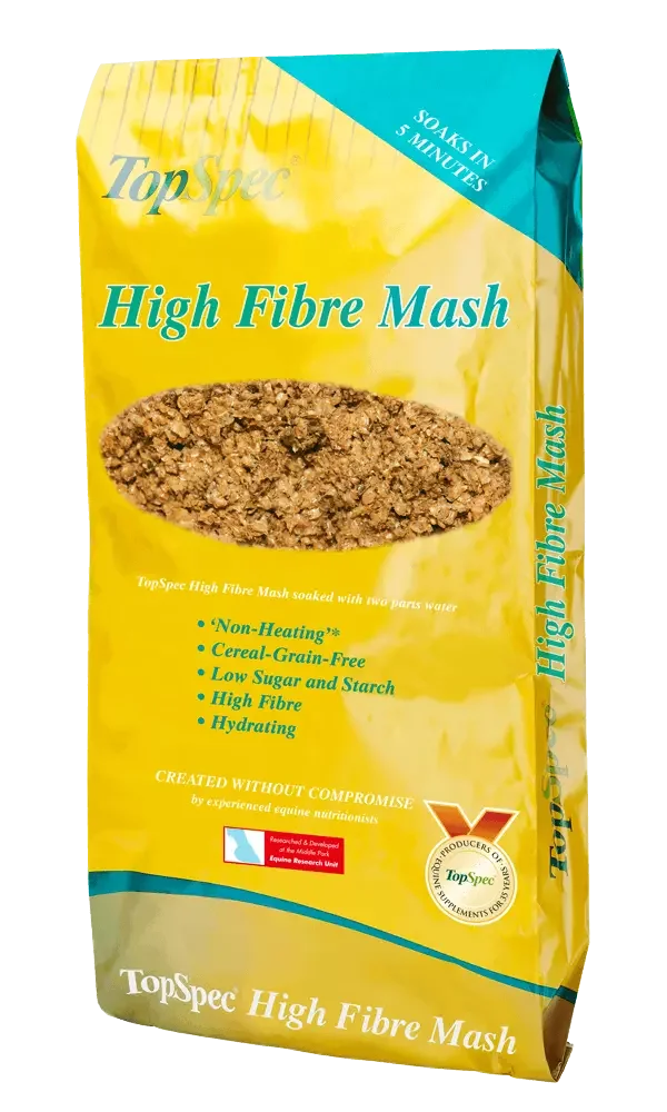 TopSpec High Fibre Mash 20kg sack of quick-soaking non-heating low-sugar fibre mash
