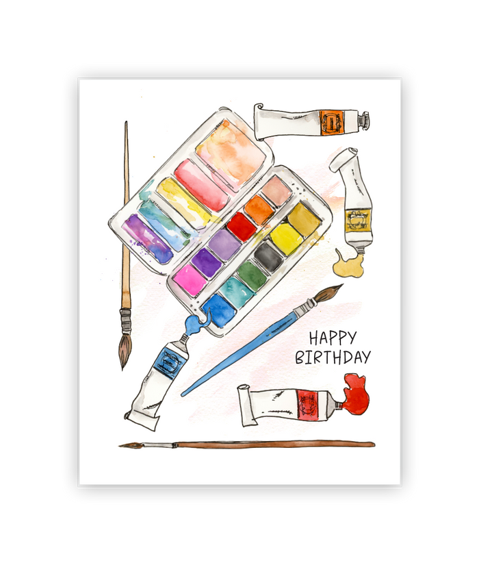 Watercolor Artist and Designer Happy Birthday Card