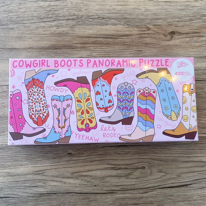 Western Cowgirl Boots - 400 Piece Panoramic Jigsaw Puzzle - Lyla's: Clothing & Gifts - Online and Rockwall Texas Boutique