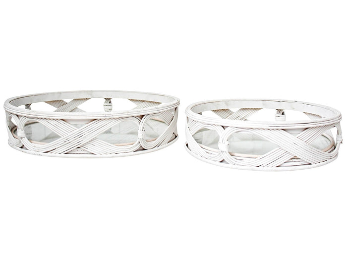 White Bamboo Glass Lined Trays