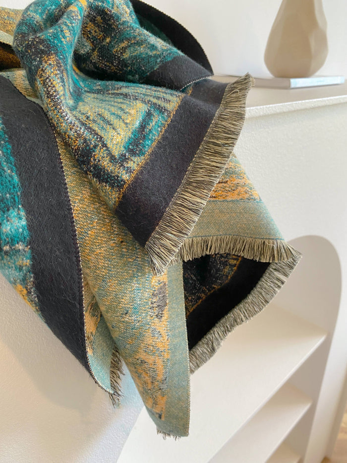 Winding River - Shawl Teal Starry Night Reversible Wrap – Artisan Shawl