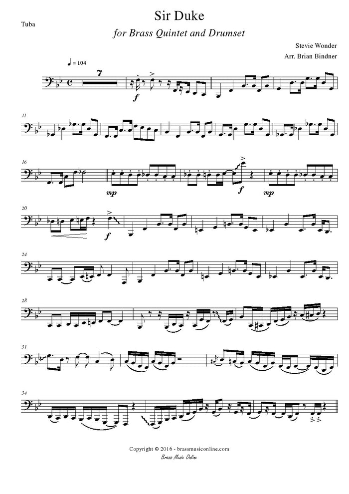 Wonder - Sir Duke - Brass Quintet