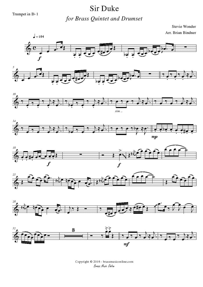 Wonder - Sir Duke - Brass Quintet