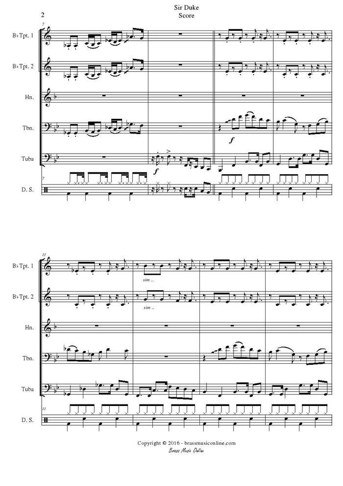 Wonder - Sir Duke - Brass Quintet