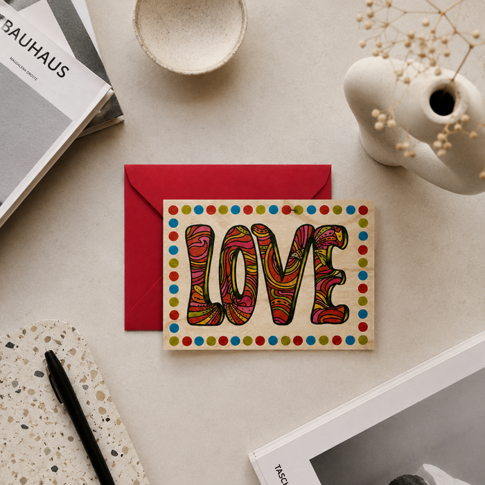 Wood Folding Card - Groovy Love