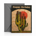 Wood Folding Card - Retro Cactus Birthday