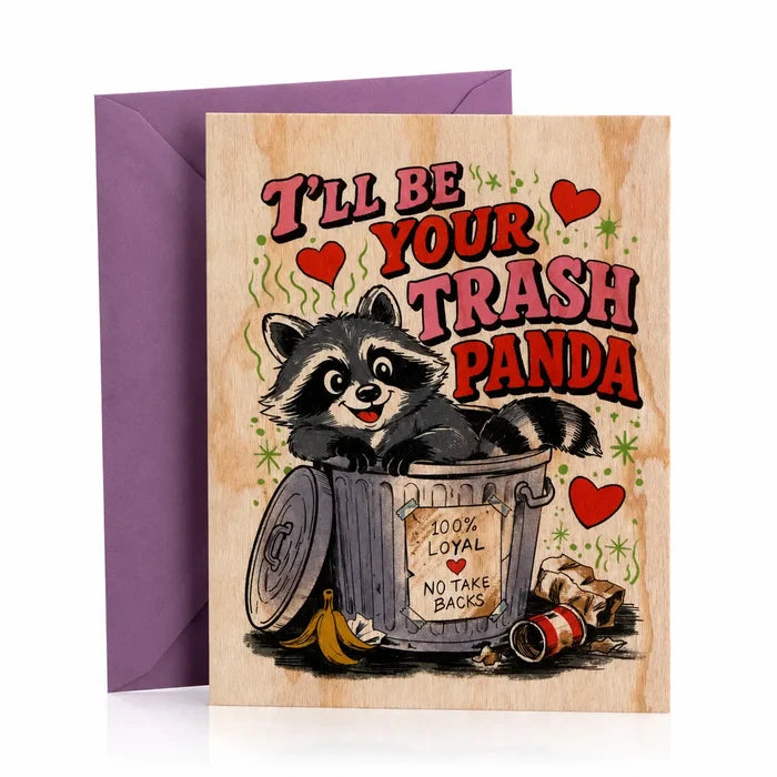 Wood Folding Card - Trash Panda