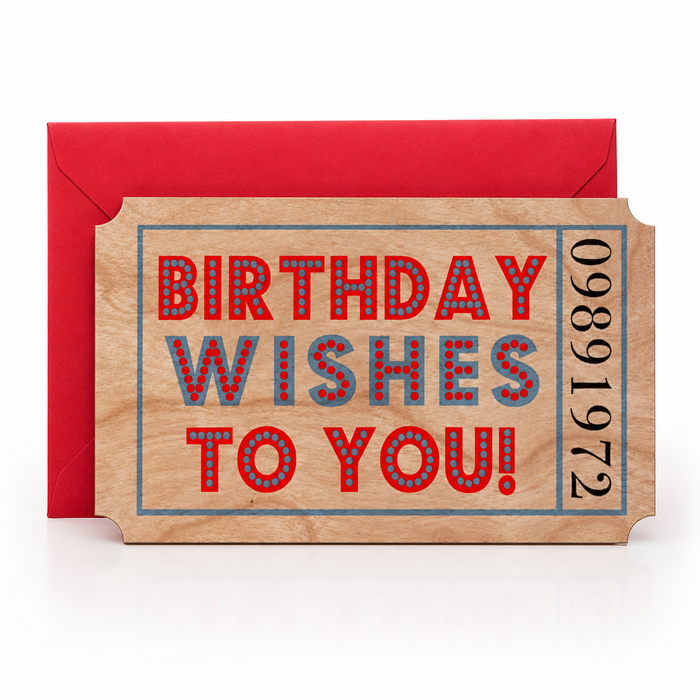 Wood Ticket Birthday Wishes