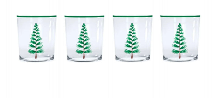 Woodland Trees Suite of 4 Double Old Fashion Glasses.