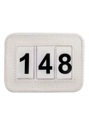Woof Wear three digit dressage number holder in white, with elasticated number pouches